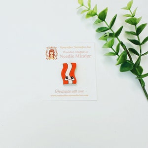 Bacon Needle Minder, Cross Stitch, Wooden Magnetic Needle Minder, Handmade, Handpainted