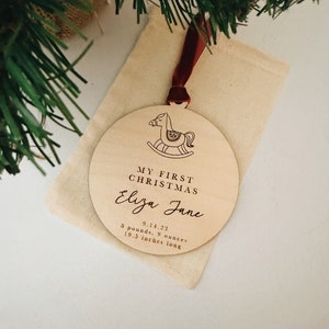 Baby’s first Christmas ornament, birth stats ornament, baby ornament, new baby ornament, first Christmas, laser engraved wood ornament