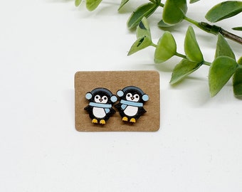 Penguin Earring Studs, Winter Earrings