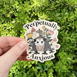 Possum sticker opossum Water Bottle Sticker, anxious, social anxiety, Waterproof Laptop Sticker Car sticker