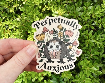 Anxious Possum Sticker: Waterproof Vinyl Laptop Decal