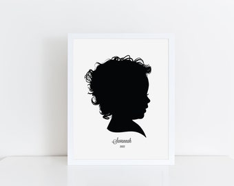 Silhouette, Child Silhouette, Mother's Day Gift, Family Silhouette, Custom Silhouette Print, Personalized Silhouette Print, Portrait