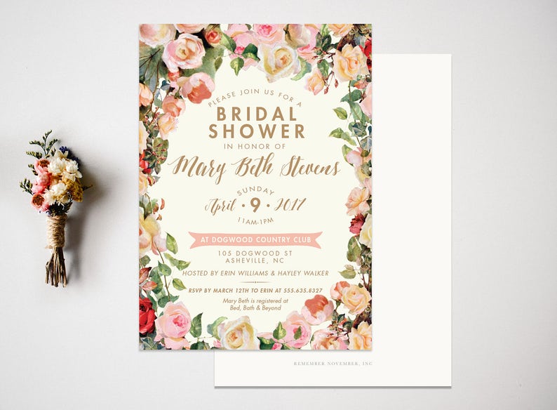 Bridal Shower Invitation Wedding Shower Invitation Vintage Bridal Shower Bridal Shower Invite Wedding Invitation Floral