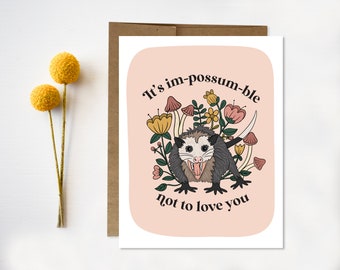 Possum Valentine's Day Card, Funny Anniversary Card