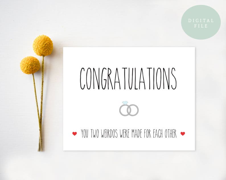 Funny Wedding Card Printable Congratulations Card Engagement - Etsy