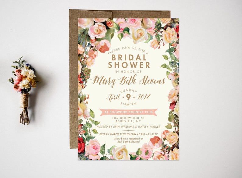 Bridal Shower Invitation Wedding Shower Invitation Vintage Bridal Shower Bridal Shower Invite Wedding Invitation Floral