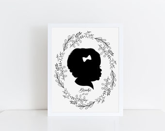 Silhouette, Child Silhouette, Mother's Day Gift, Family Silhouette, Custom Silhouette Print, Personalized Silhouette Print, Portrait