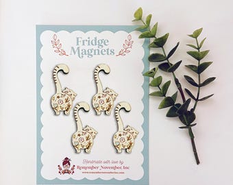 Funny Cat Butt Fridge Magnets: Hand-Painted Birch Wood, Set of 4