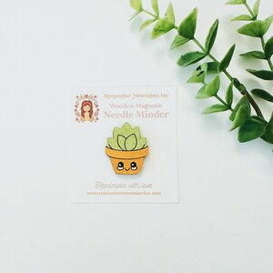 Succulent Needle Minder, Plant Needle Minder, Cross Stitch, Wooden Magnetic Needle Minder, Handmade, Handpainted