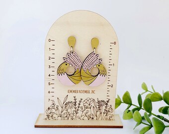Bird Earrings Spring Earrings Wood Handmade Laser Cut Earrings Boho Statement Earrings Quirky Unique Handpainted