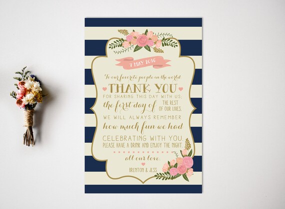 Thank You Reception Card Reception Decor Thank You Card Etsy