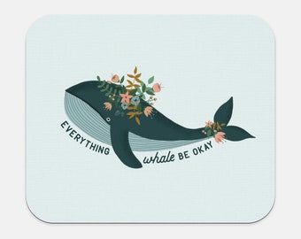 Whale Mouse Pad: Floral Pun Desk Accessory