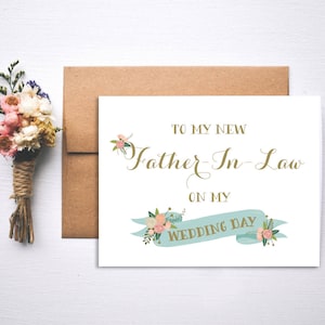 Wedding Day Card  To my Father In Law on my wedding day  In Law Card  Father of the bride  Father of the groom  Wedding Day Card