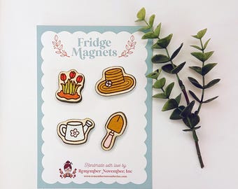 Garden Fridge Magnets, Gardening, Gardener Gifts, Set of 4