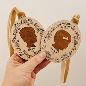 Silhouette ornament, Custom birch wood silhouette ornament, hand drawn
