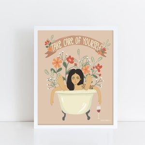 Self Care Art Print: Encouraging Bathroom Decor- Frame NOT included