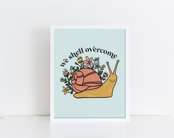 Snail Art Print Snail Pun Cute Snail Art Floral Art - Frame NOT included