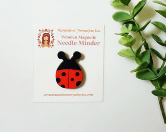 Ladybug Needle Minder, Wooden Magnetic Needle Minder, Handmade, Handpainted