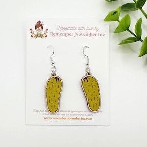 Pickle Earrings, birch wood, hand painted