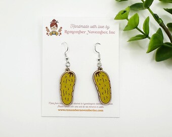 Pickle Earrings, birch wood, hand painted