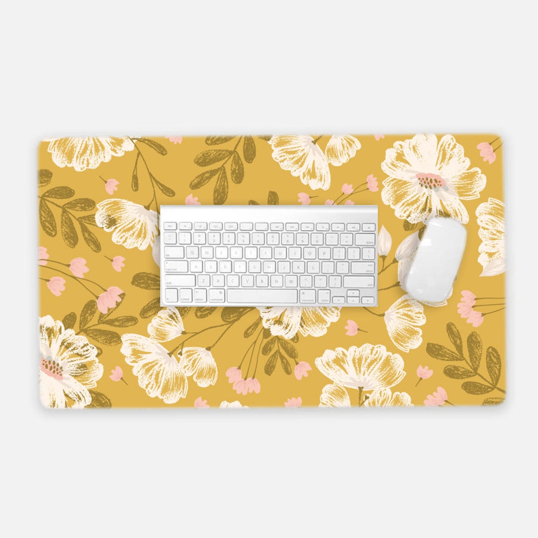 Flower Desk Mat Computer Desk Mat Large Decorative Desk Mat Mouse Pad Floral Mouse Pad Cushion