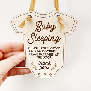 Baby sleeping sign, please don’t ring doorbell, newborn baby sign do not disturb don’t knock door sign