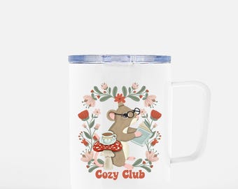 Reading Mouse Travel Mug: Book Stainless Steel Tumbler