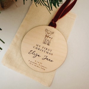 Baby’s first Christmas ornament, birth stats ornament, baby ornament, new baby ornament, first Christmas, laser engraved wood ornament