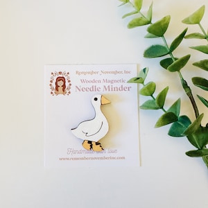 Goose Needle Minder, Wooden Magnetic Needle Minder, Handmade, Handpainted