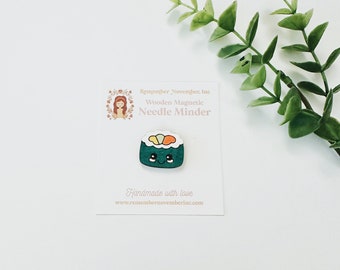 Sushi Needle Minder: Handpainted Wooden Magnetic Cross Stitch Accessory