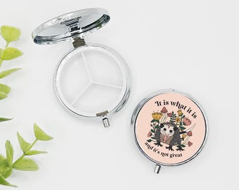 Possum Pill Box, Cute Pill Case, funny Pill Holder, Pill Organizer, Anxiety, Depression, Mental Health, Funny Pill Case, stocking stuffer