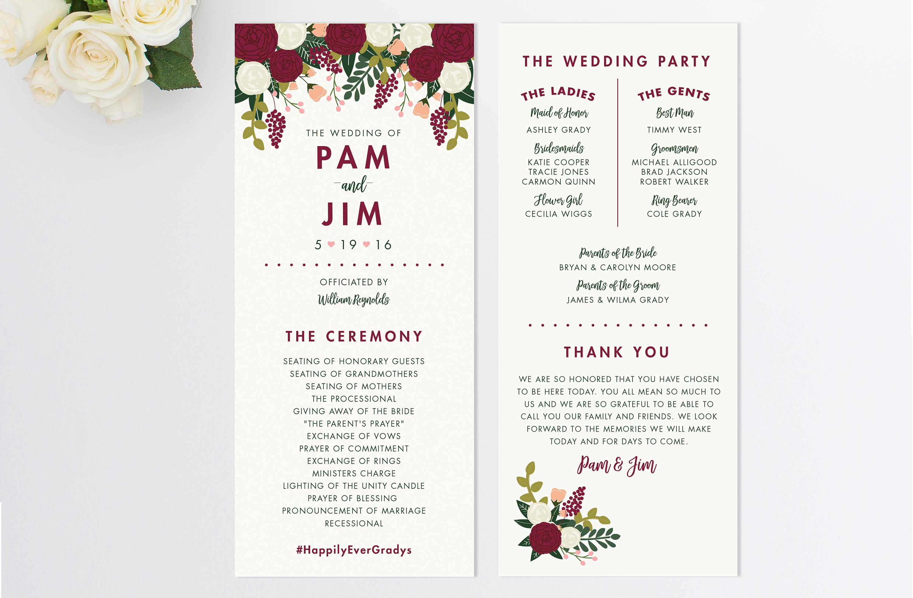 Custom Wedding Program Vintage Inspired Wedding Program Etsy