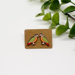 Conure Bird Stud Earrings, Parrot Earrings, Green Cheek Conure, Pineapple Conure