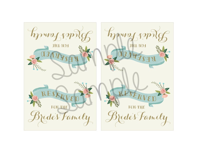 PRINTABLE Reserved Table Tents Reserved for the Bride's | Etsy