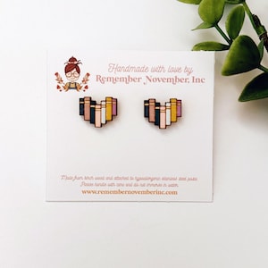 Book Stud Earrings, book stack Earrings, literary earrings, book earrings, handmade, birch wood, hand painted