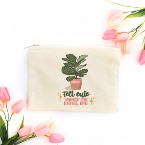 Cosmetic Bag, Canvas Makeup Bag, Pencil Case, Pencil Bag, Fiddle Leaf Fig, Felt Cute, Plant Lover