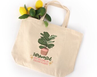 Introvert Plants Tote Bag: Funny Social Anxiety Cotton Canvas