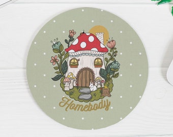 Mushroom House Mouse Pad: cozy Office Decor