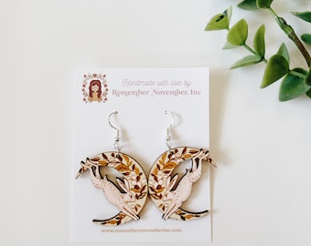 Hand Painted Birch Wood Rabbit Earrings