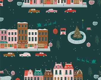 Art Gallery Fabric Christmas in the City, Joyful Boulevard Night Cotton Quilting Fabric