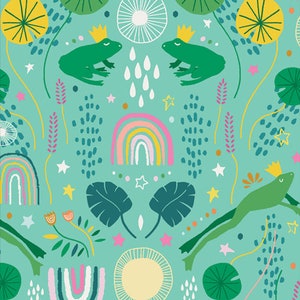 Frog Song Sunrise, Rain or Shine Collection, Jessica Swift Art Gallery Quilt Fabric