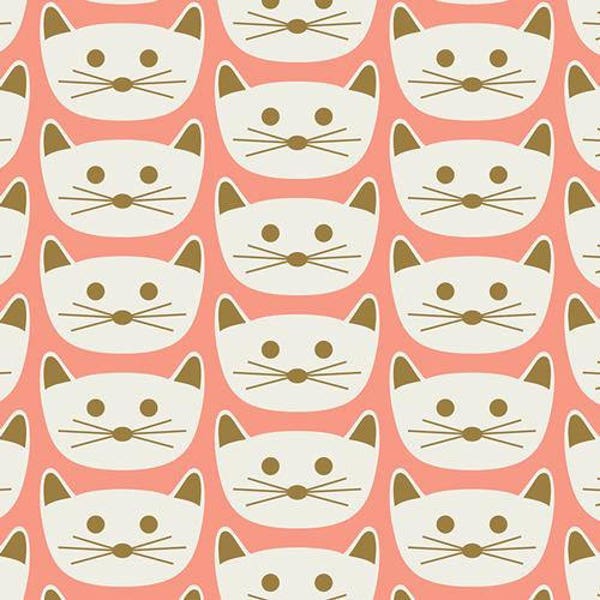 Cat Nap in Pink, Blush Collection by Dana Willard Art Gallery Fabric, Choose your cut