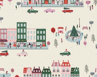 Art Gallery Fabric Christmas in the City, Joyful Boulevard Day Cotton Quilting Fabric