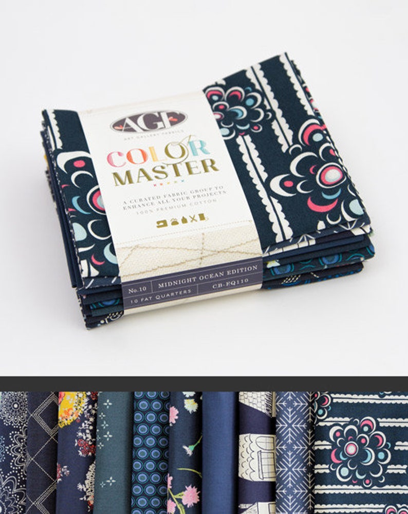 Color Master Art Gallery Fabric 10 Fat Quarter Bundle Midnight Ocean Edition no.10