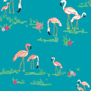 Flamingo Field in Marina, West Palm collection by Katie Skoog for Art Gallery Fabric