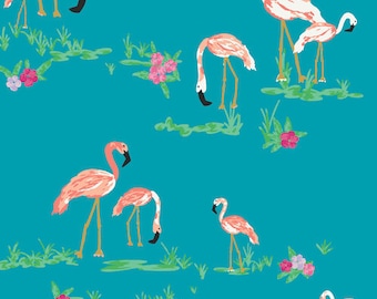 Flamingo Field in Marina, West Palm collection by Katie Skoog for Art Gallery Fabric