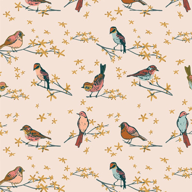 Art Gallery Quilt Fabric Gloria Collection by Maureen Cracknell, The Dawn Chorus Choose your cut image 1