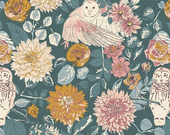 Art Gallery Cotton Fabric Willow Collection, Owl Things Floral by Sharon Holland Choose your cut