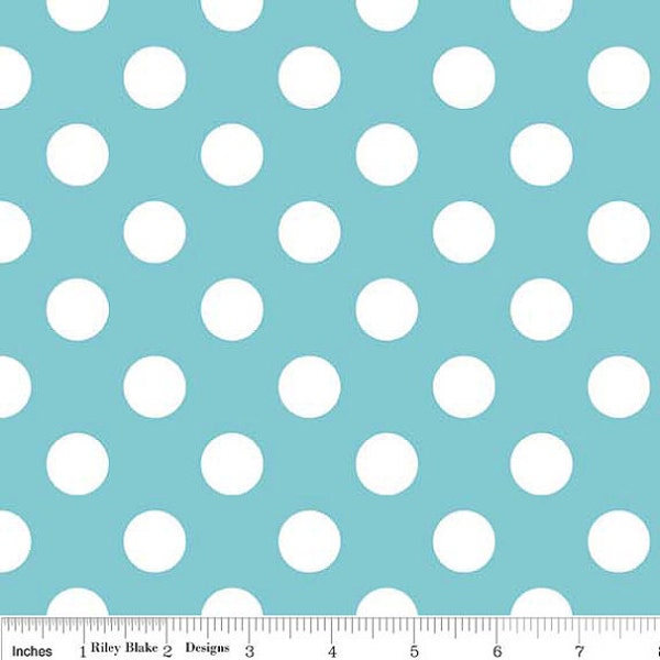 Riley Blake Fabric Aqua Medium Dots Polka Dots 1 yard, yardage available