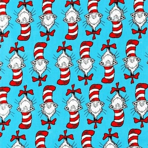 Robert Kaufman Fabric Dr Seuss Cat in the Hat Celebration, Choose your cut, Cotton Quilt Fabric
